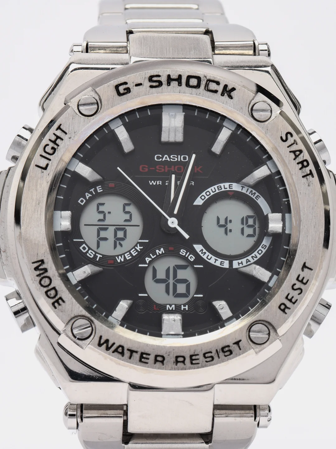 Серебряный часы мужские Casio G-Shock, стальные
