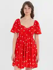 Красный платье женское,  с сердечками, повседневное, вечернее