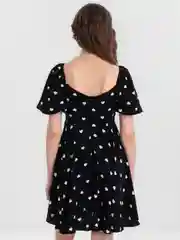Черный платье женское,  с сердечками, повседневное, вечернее