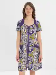 Фиолетовый халат женский,домашний на молнии,легкий,LILIANS