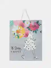 Кораллово-розовый пакет подарочный бумажный / крафт 26*32*12см