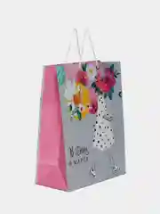 Кораллово-розовый пакет подарочный бумажный / крафт 26*32*12см