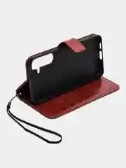Багровый чехол-книжка с магнитной застежкой для Samsung Galaxy S24+ (Самсунг Галакси С24 Плюс)