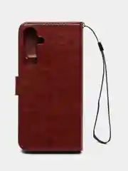 Багровый чехол-книжка с магнитной застежкой для Samsung Galaxy S24+ (Самсунг Галакси С24 Плюс)