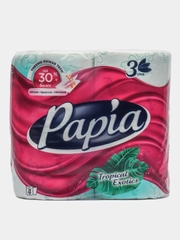 Туалетная бумага трехслойная PAPIA TROPICAL EXOTICS, 3 слоя, 4 рулона / Бумага туалетная