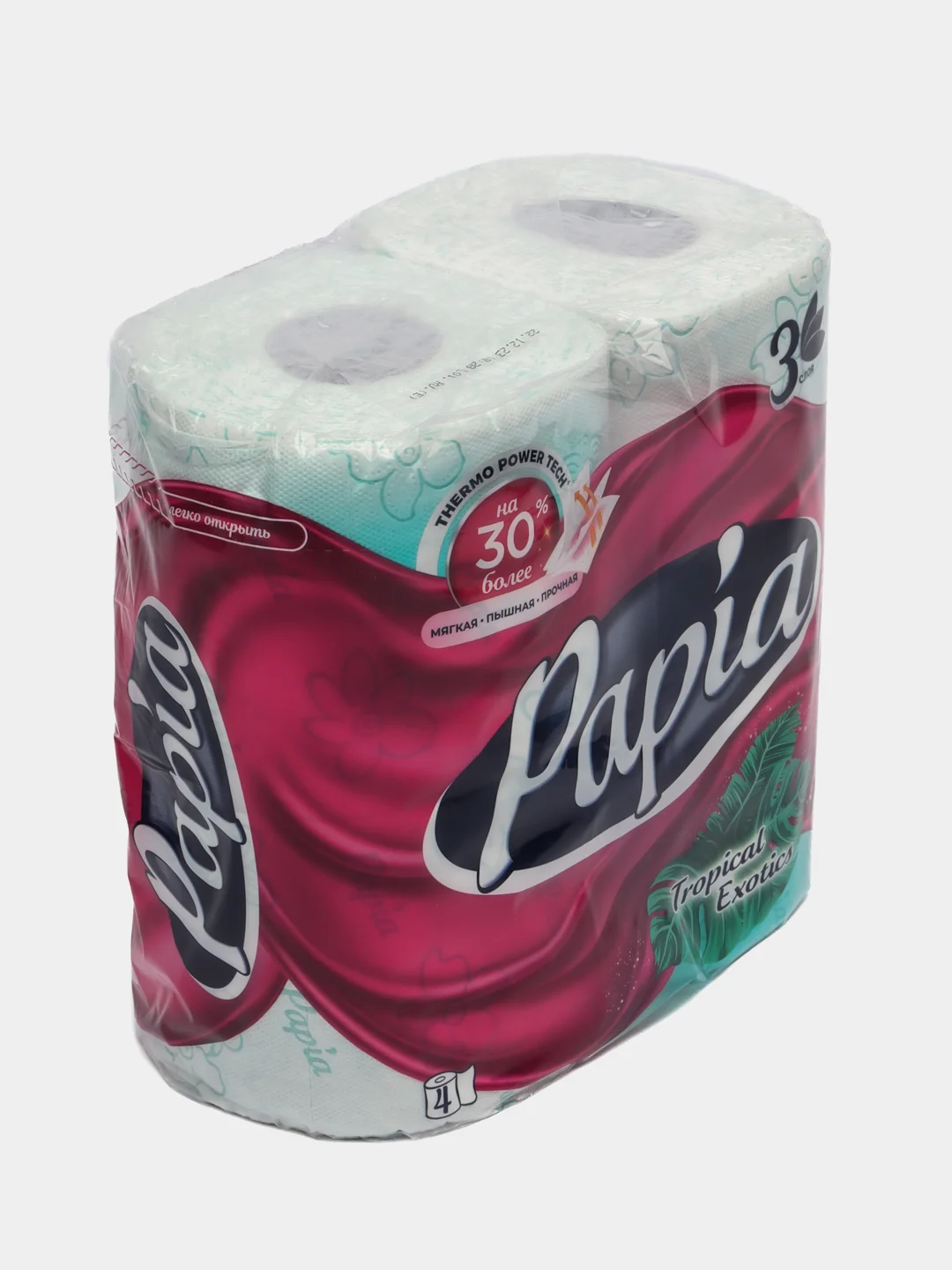 Туалетная бумага трехслойная PAPIA TROPICAL EXOTICS, 3 слоя, 4 рулона / Бумага туалетная