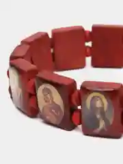 Бордовый браслет из дерева с Иконами