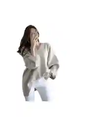 Белый женский свитер, вязаный, оверсайз