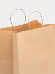 Крафт пакет с кручеными ручками, бежевый бумажный пакет, для подарка, упаковки сюрприза