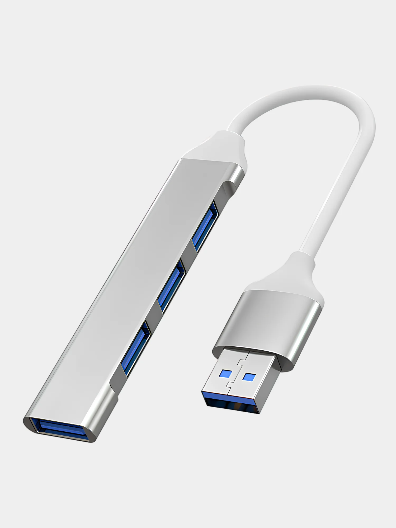 Серебряный usb-хаб, разветвитель на 4 порта, HUB 3.0 концентратор, переходник