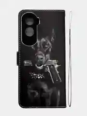 Черный чехол книжка wallet case для Honor 90 Lite / Хонор 90 Лайт с рисунком