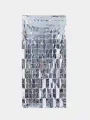 Серебряный праздничный занавес, украшение для фотозоны 100*200 см