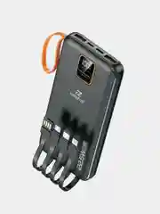 Power Bank, Повербанк с быстрой зарядкой, со встроенными кабелями, Lightning, Type-C
