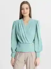 Бирюзовый рубашка женская, однотонная, укороченная