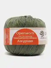 Приглушённый хаки пряжа Пехорка Ажурная 100% мерсеризованный хлопок 50г 280м