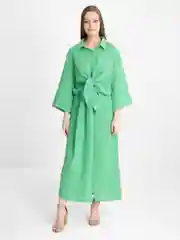 Зеленый костюм женский двойка с юбкой, летний