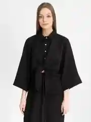 Черный костюм женский двойка с юбкой, летний