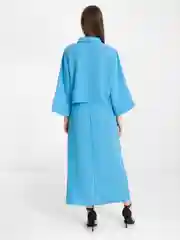 Голубой костюм женский двойка с юбкой, летний