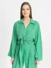 Зеленый костюм двойка брючный, женский