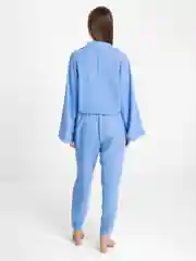 Голубой костюм двойка брючный, женский