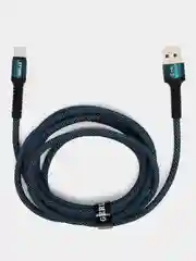 Темно-синий кабель зарядный для быстрой зарядки плетеный type-с usb 6А 1 метр, 2 метра