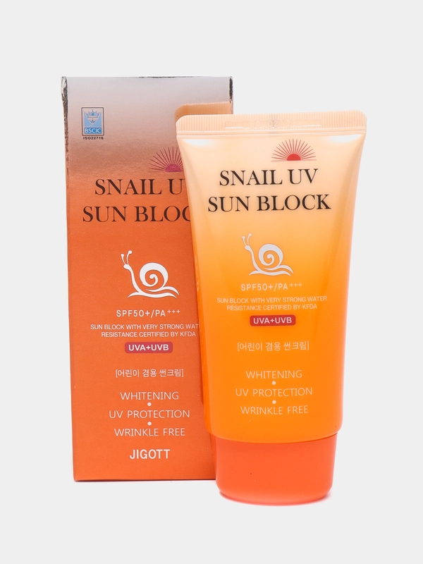 Солнцезащитный крем с улиточным муцином JIGOTT Snail Uv Sun Block Cream SPF50+/PA+++ 70 г