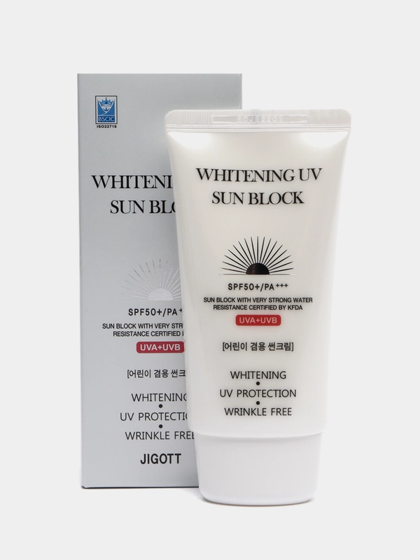 Осветляющий солнцезащитный крем для лица Jigott Whitening UV Sun Block SPF50+ PA+++, 70 мл