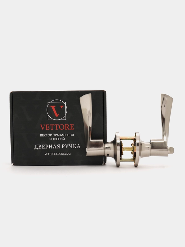 Ручка дверная защелка Vettore A8023BK SN, сатин поворотник-заглушка для межкомнатной двери