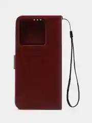 Багровый чехол-книжка с магнитной застежкой для Redmi Note 13 Pro 5G (Редми Ноут 13 Про 5Г)