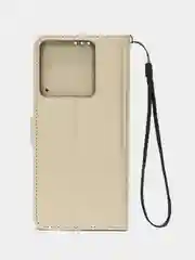 Золотой чехол-книжка с магнитной застежкой для Redmi Note 13 Pro 5G (Редми Ноут 13 Про 5Г)