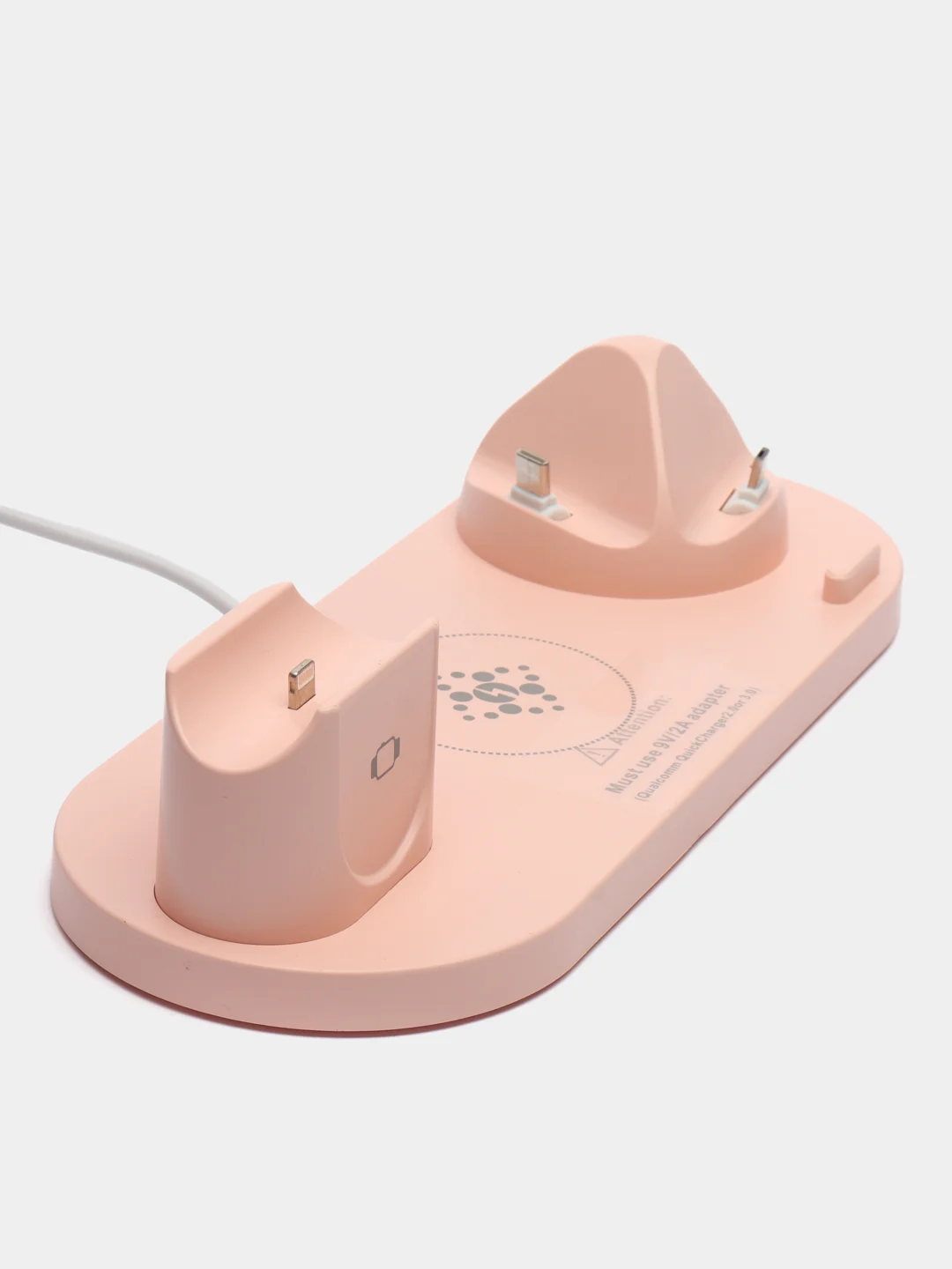 Розовый беспроводная зарядка док-станция для iPhone, Android, iWatch и AirPods