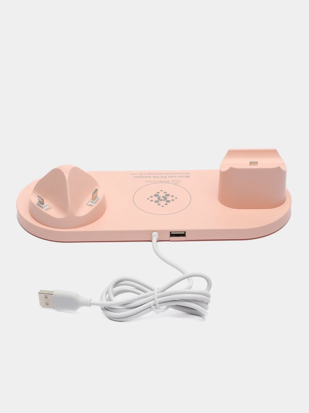Розовый беспроводная зарядка док-станция для iPhone, Android, iWatch и AirPods
