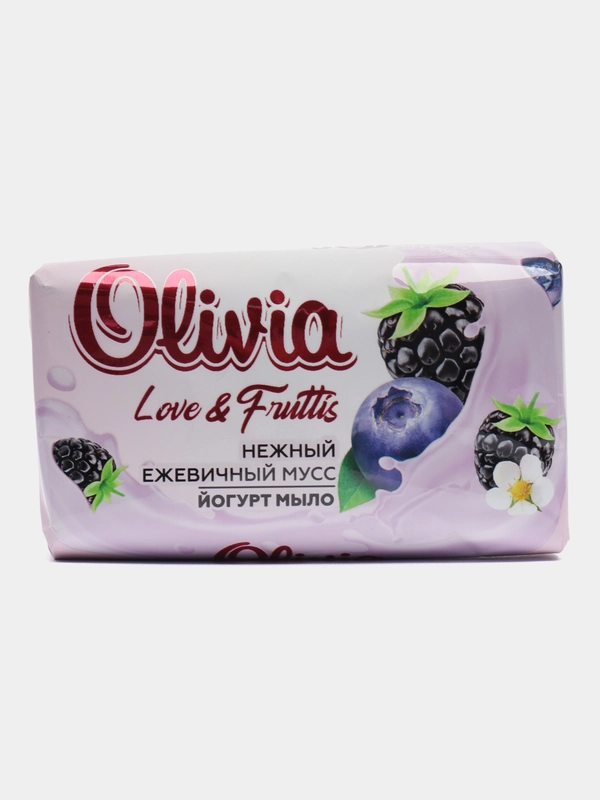 Мыло твердое для рук лица и тела Olivia Love Nature & Fruttis "Нежный ежевичный мусс" 140 г