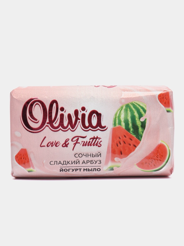 Мыло твердое, для рук лица и тела Olivia Love Nature & Fruttis Сочный сладкий арбуз, 140 гр