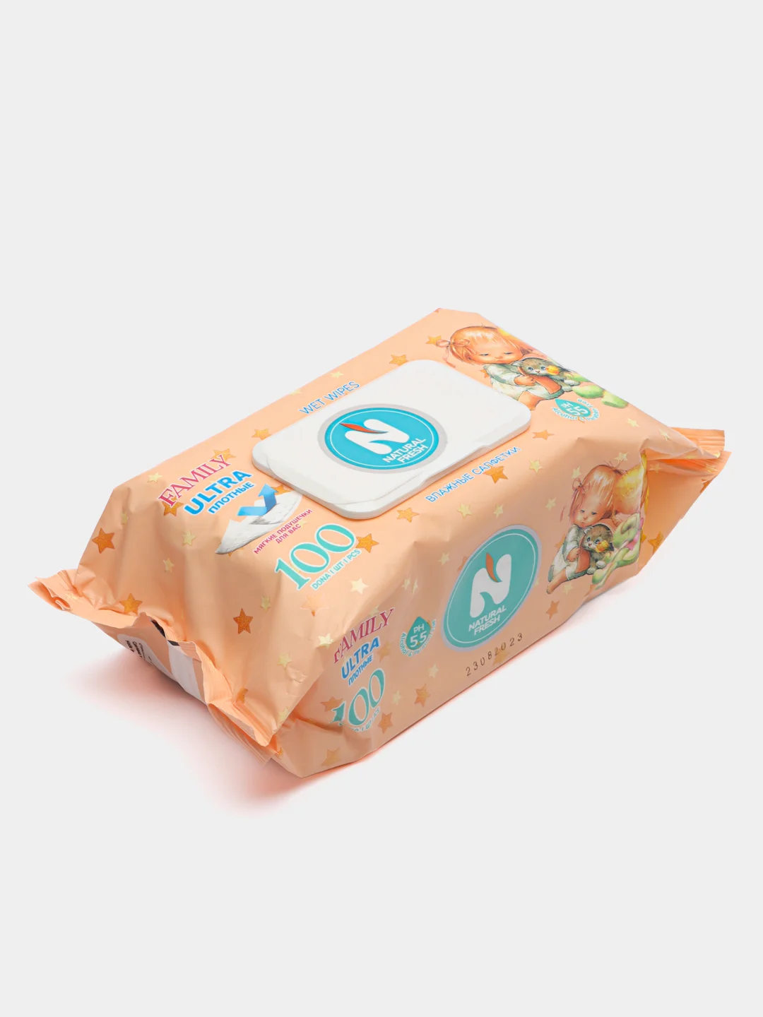 Плотные, влажные салфетки для всей семьи Natural Fresh Family, 100 шт в упаковке