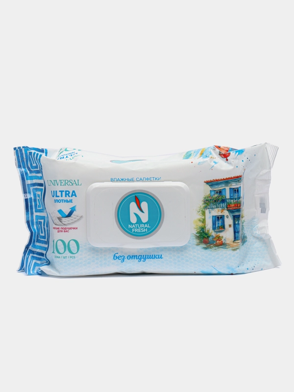 Плотные влажные салфетки NATURAL FRESH Universal, без отдушки, 100 шт в упаковке
