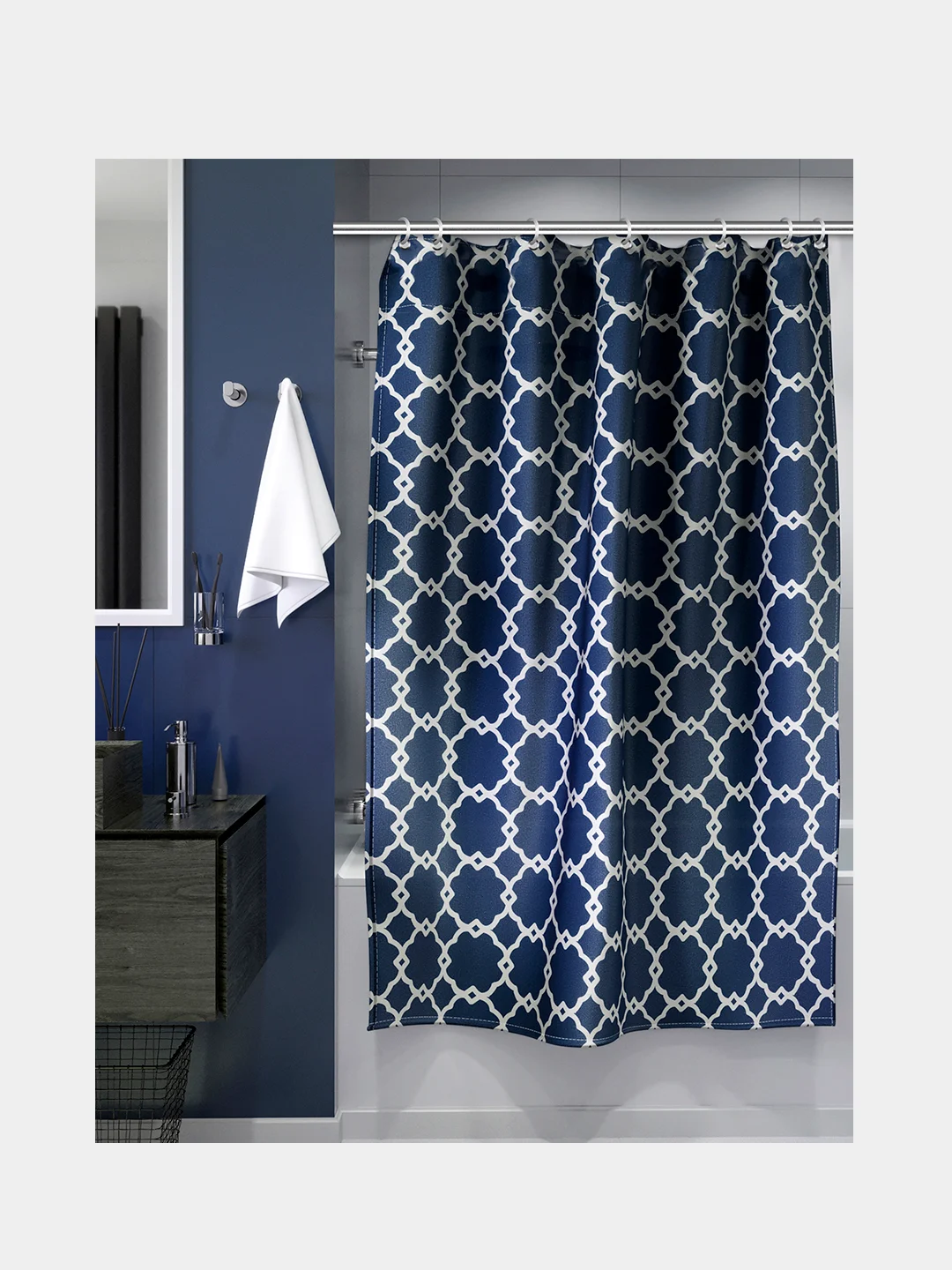 Занавеска для ВК, полиэстер, 180 х 180 см, Loft Blue PR180180024 (12 пластиковых колец)