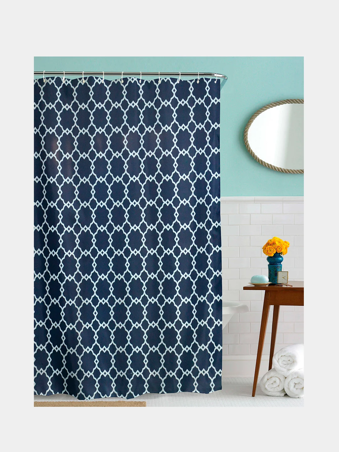 Занавеска для ВК, полиэстер, 180 х 180 см, Loft Blue PR180180024 (12 пластиковых колец)