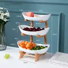 Белый фруктовница трехъярусная, на подставке, с ящиком, конфетница керамическая, десертница