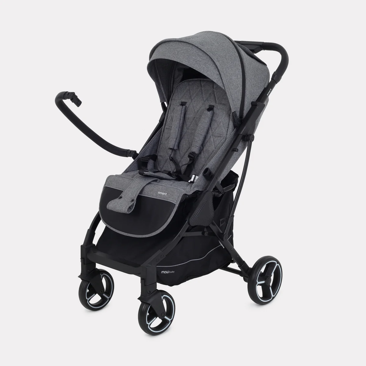 Серый коляска прогулочная детская всесезонная с большими колесами MowBaby Smart MB101