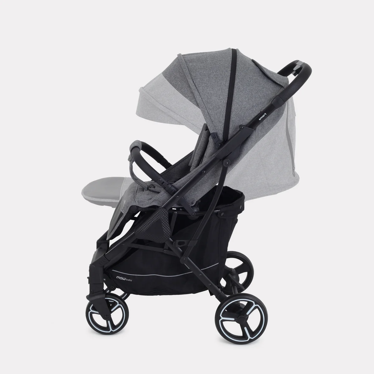 Серый коляска прогулочная детская всесезонная с большими колесами MowBaby Smart MB101