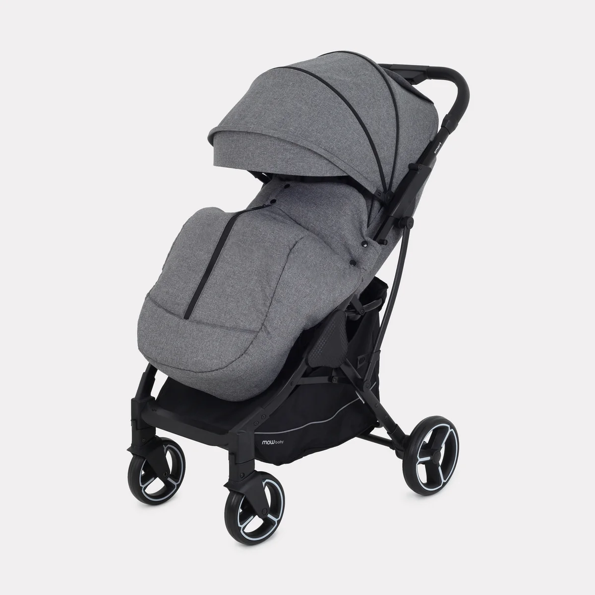Серый коляска прогулочная детская всесезонная с большими колесами MowBaby Smart MB101