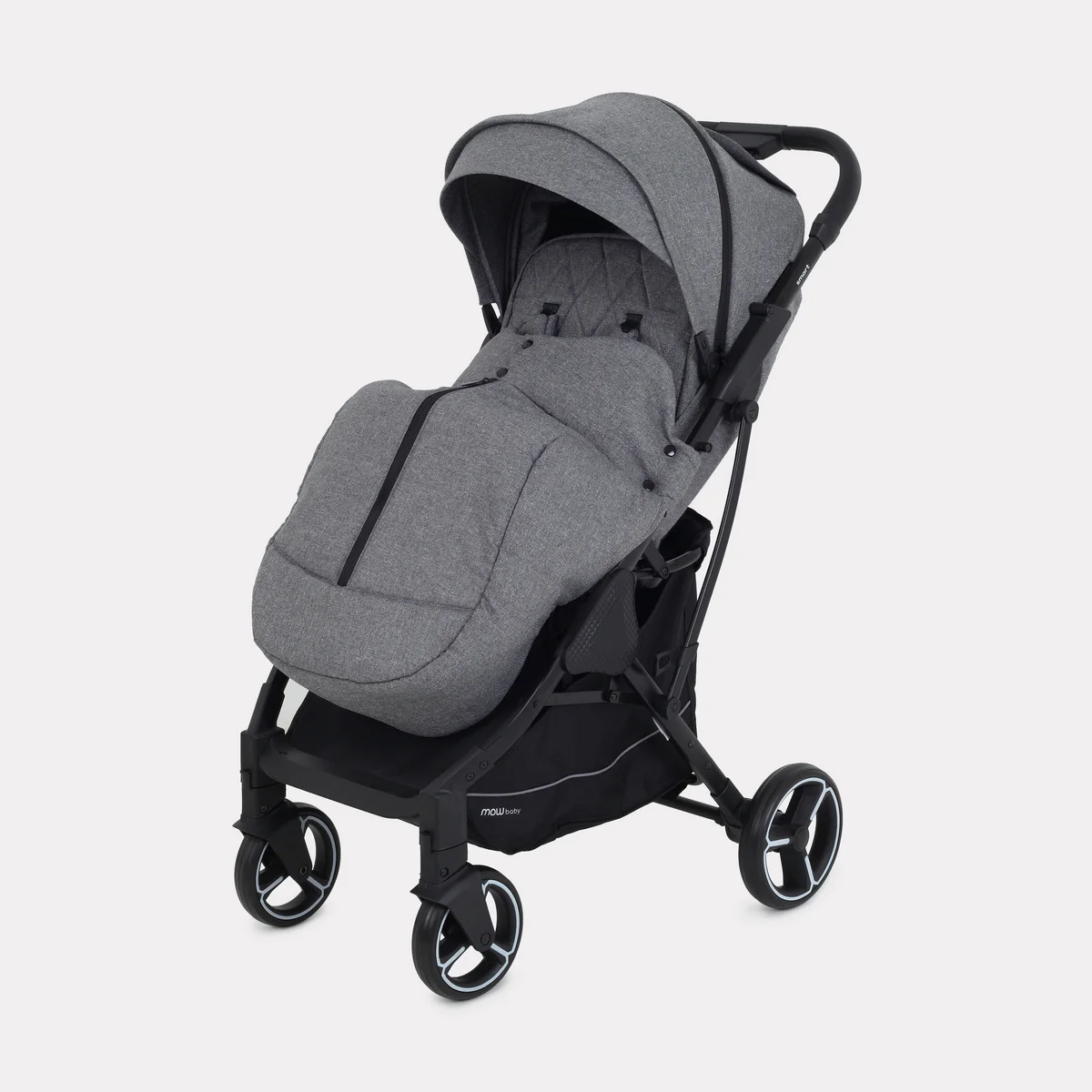 Серый коляска прогулочная детская всесезонная с большими колесами MowBaby Smart MB101
