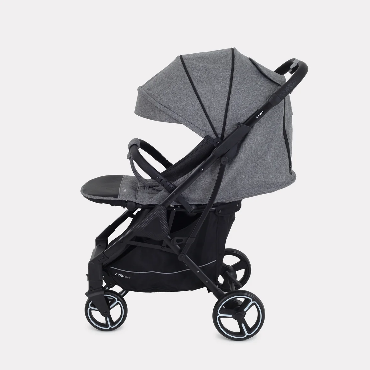 Серый коляска прогулочная детская всесезонная с большими колесами MowBaby Smart MB101