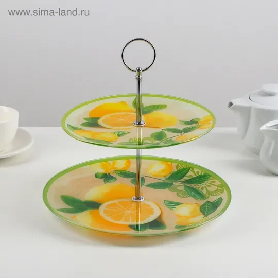 Блюдо сервировочное, фруктовница,конфетница стеклянная 2-х ярусная, 3 вида
