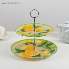 Блюдо сервировочное, фруктовница,конфетница стеклянная 2-х ярусная, 3 вида