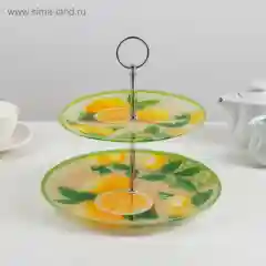 Блюдо сервировочное, фруктовница,конфетница стеклянная 2-х ярусная, 3 вида