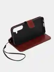 Багровый чехол-книжка с магнитной застежкой для Samsung Galaxy S24 (Самусунг Галакси С24)