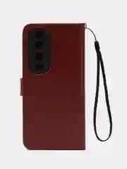 Багровый чехол-книжка с магнитной застежкой для Honor 90 Pro (Хонор 90 Про)