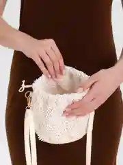 Белый женская маленькая соломенная сумка